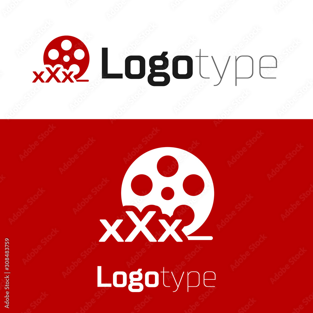 Red Film reel with inscription XXX icon isolated on white background. Age  restriction symbol. 18 plus content sign. Adult channel. Logo design  template element. Vector Illustration Stock Vector