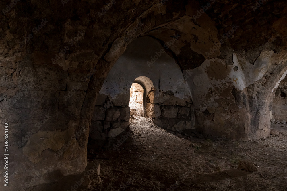 The ruins of the crusader fortress - Templar - Toron des Chevaliers of the 12th century. Captured and destroyed Salah ad Din. Location near Latrun in Israel The ruins of the crusader fortress - Templar - Toron des Chevaliers of the 12th century. Captured and destroyed Salah ad Din. Location near Latrun in Israel