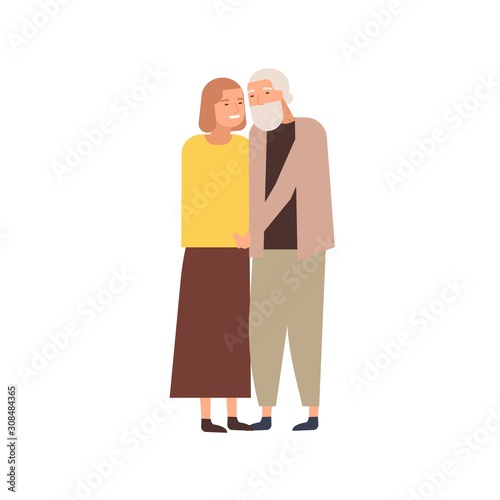 Modern elderly couple flat vector illustration