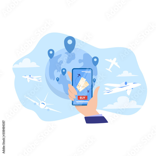 Book flight online concept. Idea of travel and tourism. Planning