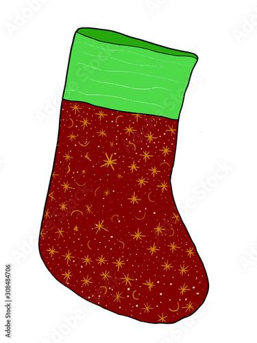 isolated christmas stocking on white background