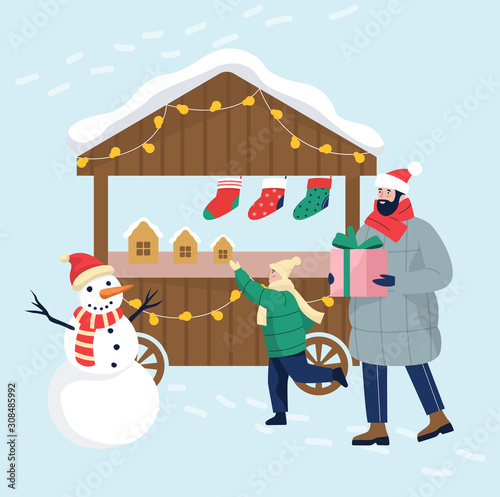 Christmas market vector illustration
