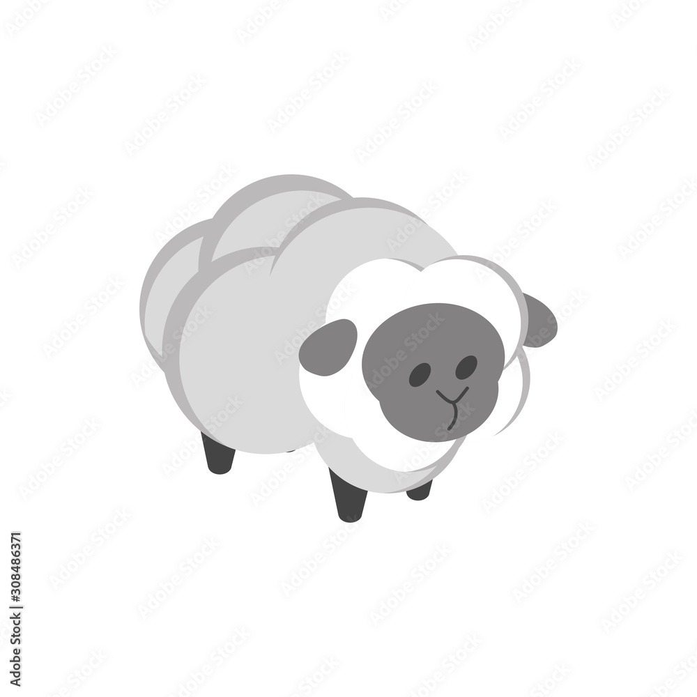 Obraz premium farm sheep animal domestic rural isometric icon