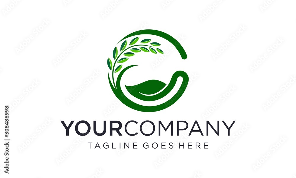 Rice or wheat agriculture logo design concept for G letter 