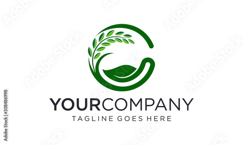 Rice or wheat agriculture logo design concept for G letter 