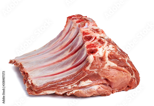 Fotografia raw meat cutlet of beef ribs on a white background