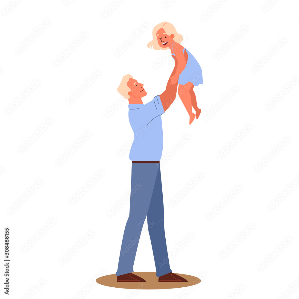 Father spend time with child vector illustration Father spend time with child vector illustration