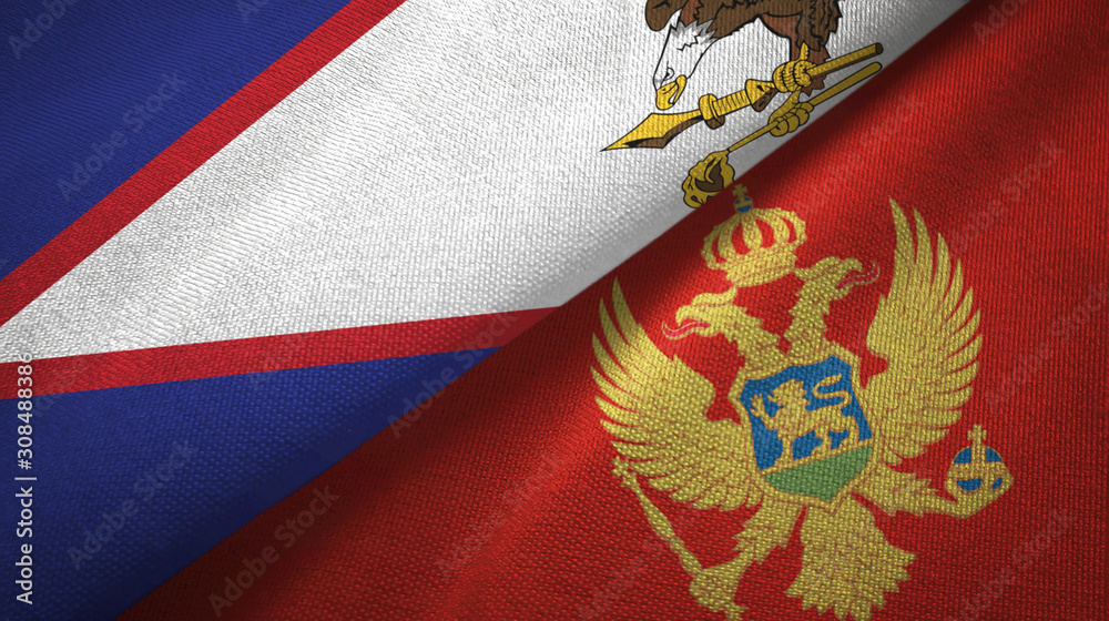 American Samoa and Montenegro two flags textile cloth, fabric texture American Samoa and Montenegro two flags textile cloth, fabric texture