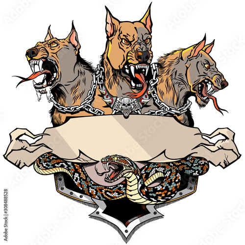 Cerberus Hellhound Black And White Tattoo Stock Illustration  Download  Image Now  Cerberus  Mythical Creature Animal Black And White  iStock