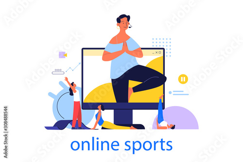 Online training programs concept. Workout video courses,
