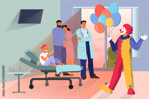 Volunteer help people concept. Charity community support little cancer patient.