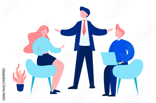 Group of business people at work, office meeting.