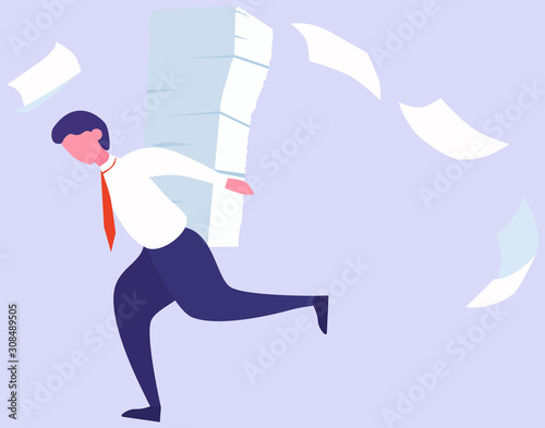Stress at work and deadline concept. Idea of many work