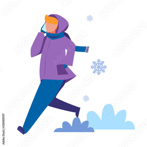 Isolated vector illustration of people wearing warm winter