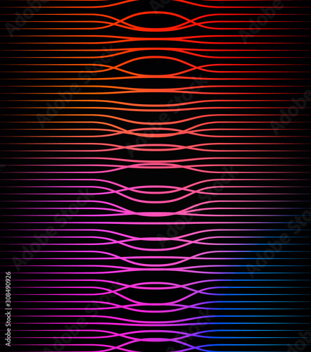 Rainbow equalizer on a black background. Print. Set of Rainbow Colored Modern Equalizers. Frequency Illustration. Music Waves Concept Elements Isolated on black Background.