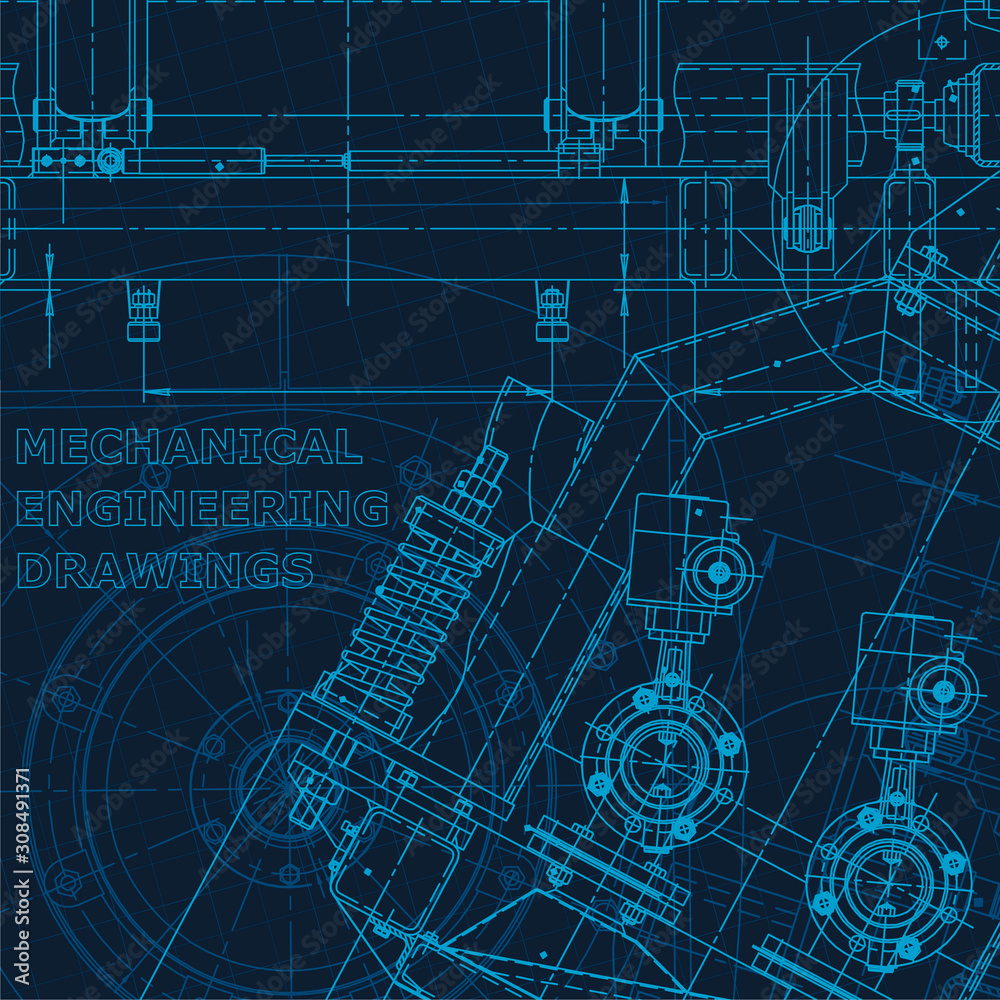 Fototapeta premium Technical cyberspace, Corporate Identity. Blueprint. Vector engineering illustration