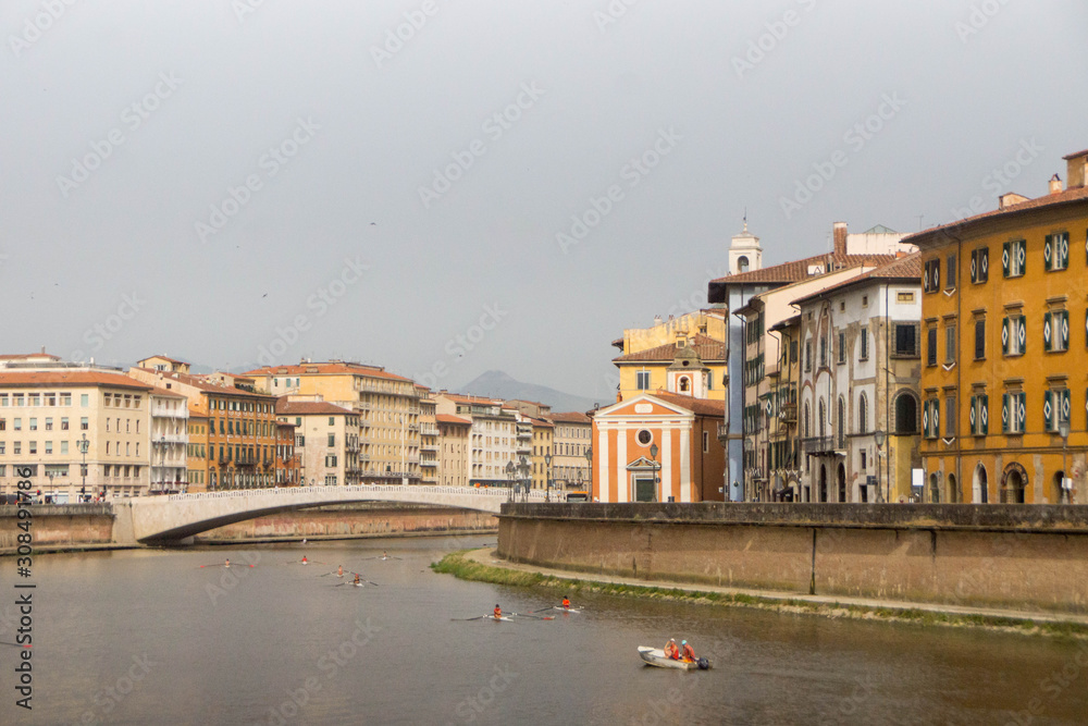 Day view over Arno river in Pisa, Tuscany, Italy