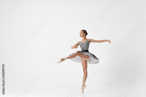 young woman jumping in the air