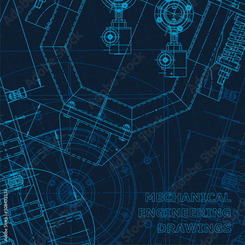 Technical cyberspace, Corporate Identity. Blueprint. Vector engineering illustration