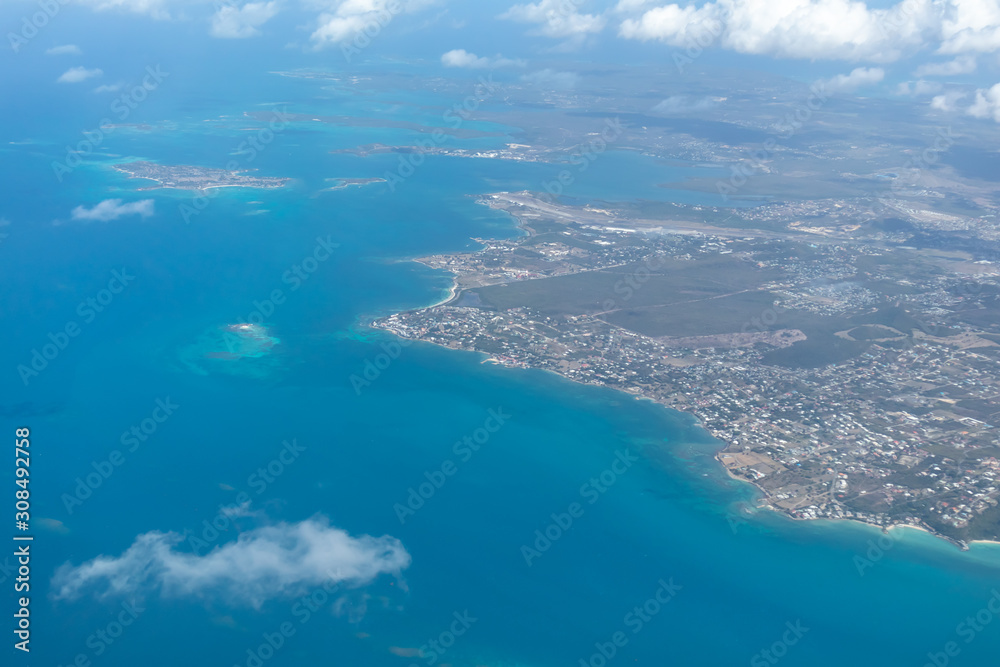 Antigua / Antigua - 05 13 2018: Aerial photograph of Antigua