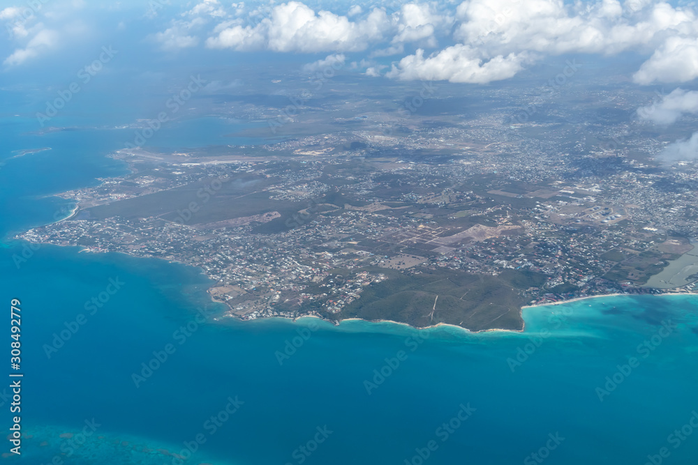 Antigua / Antigua - 05 13 2018: Aerial photograph of Antigua