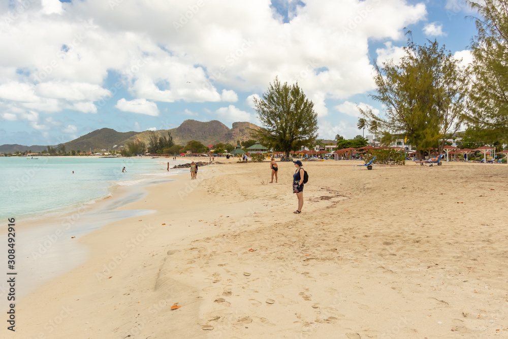 Jolly Beach, St. Mary / Antigua - 04 14 2018: Jolly Beach, Antigua