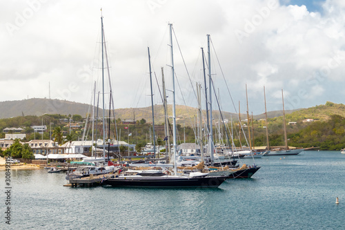 English Harbour, St. Paul / Antigua - 04 17 2018: View of Yachts in English Harbour, Antigua