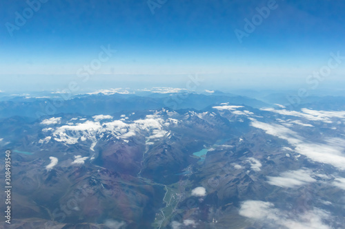 Obraz na płótnie Venice / Italy - 08 27 2018: Aerial photograph taken on flight from London to Venice w salonie