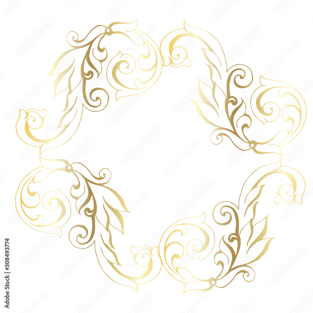 Vector hand-painted vintage baroque ornament. 