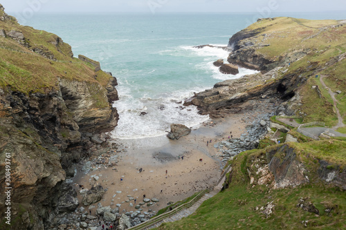 Obraz na płótnie Tintagel, Cornwall / UK - 09 28 2019: View over the sea from Tintagel, Cornwall w salonie