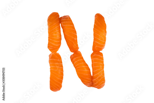 Obraz na płótnie Sushi alphabet isolated on white background. Letter