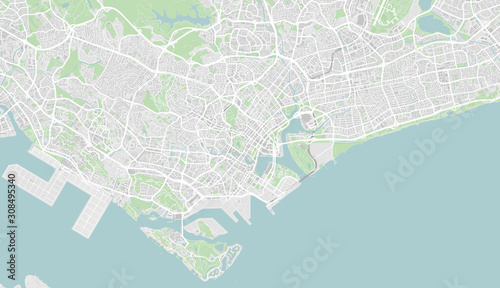 Detailed map of Singapore, Southeast Asia