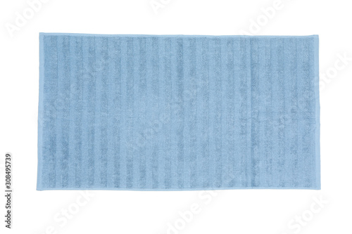 Blue towel isolated on white background, space for text