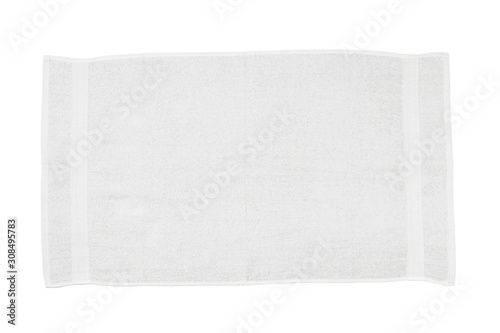 White towel isolated on white background, top view