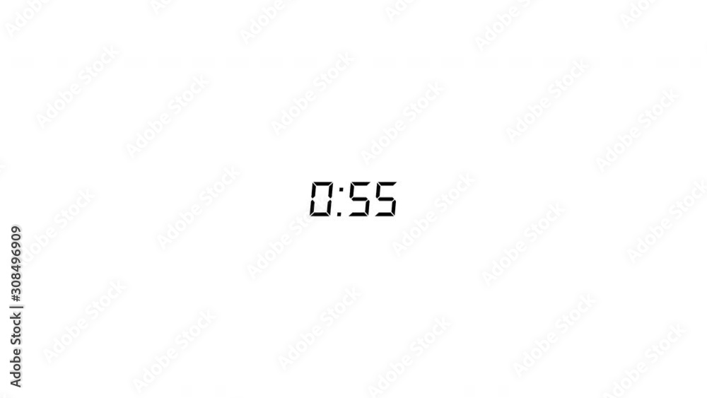 Black digital timer starting on white background. Black digital timer starting on white background.