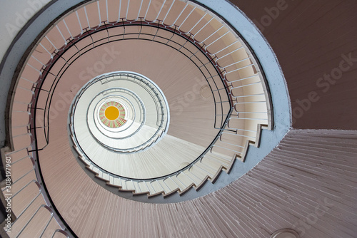 looking up a spiral stait 