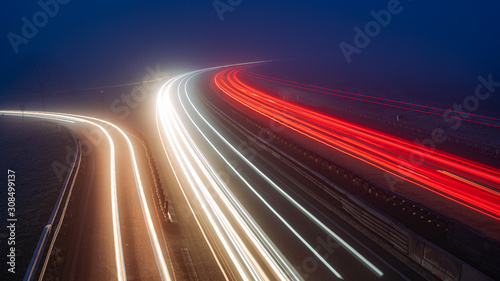 traffic on autobahn at night