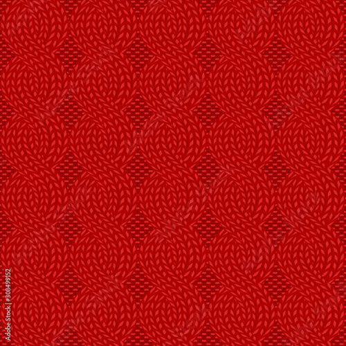 Seamless cable knit red pattern. Christmas background
