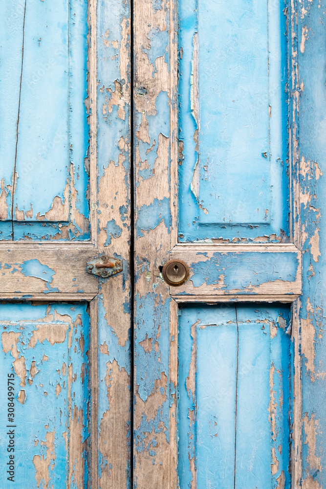 blue old door unlocked