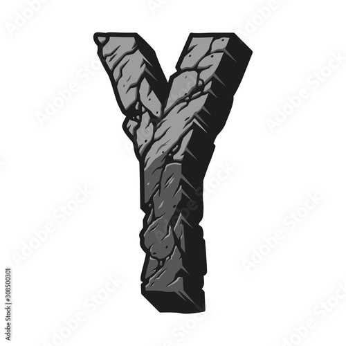 Gray vintage concept of letter Y