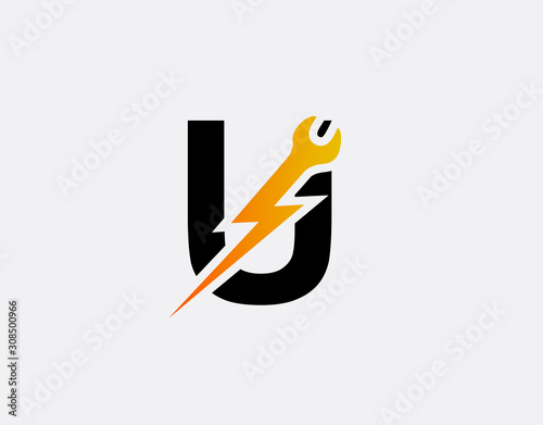 Fast Service U Letter Logo, Flash U Icon