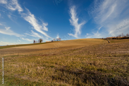 Turin hill panorama  cloudy sky  and expanse of grass