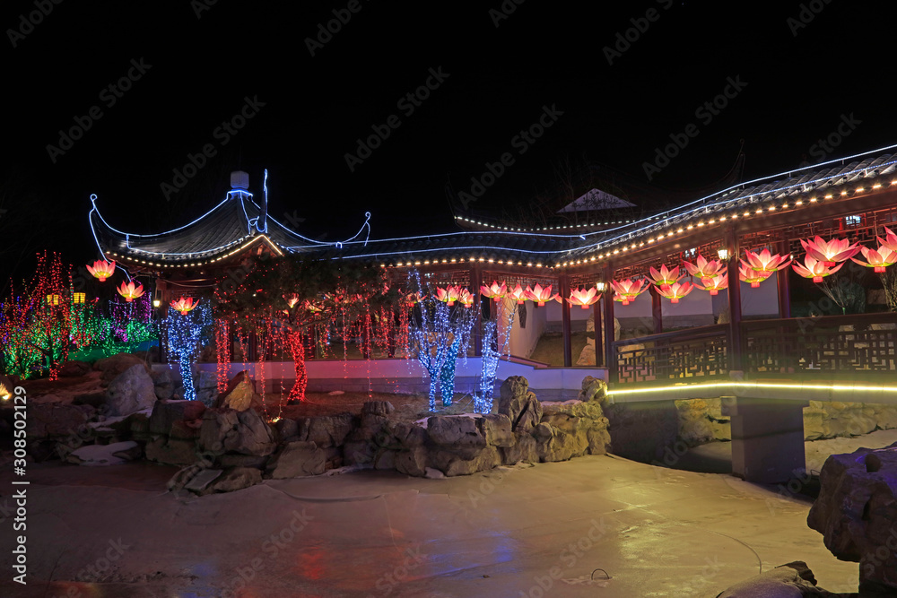 Architectural scenery of Tangshan South Lake Park, Tangshan City, Hebei, China
