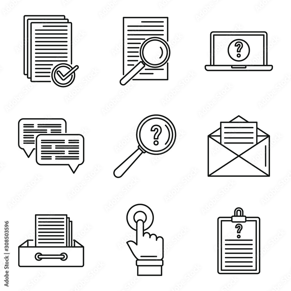 Request online form icons set. Outline set of request online form vector  icons for web design isolated on white background Stock Vector | Adobe Stock