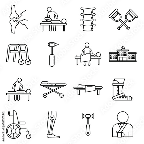Medical chiropractor icons set. Outline set of medical chiropractor vector icons for web design isolated on white background