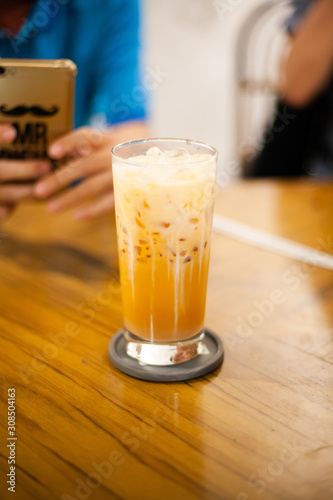 Glass of thai tea