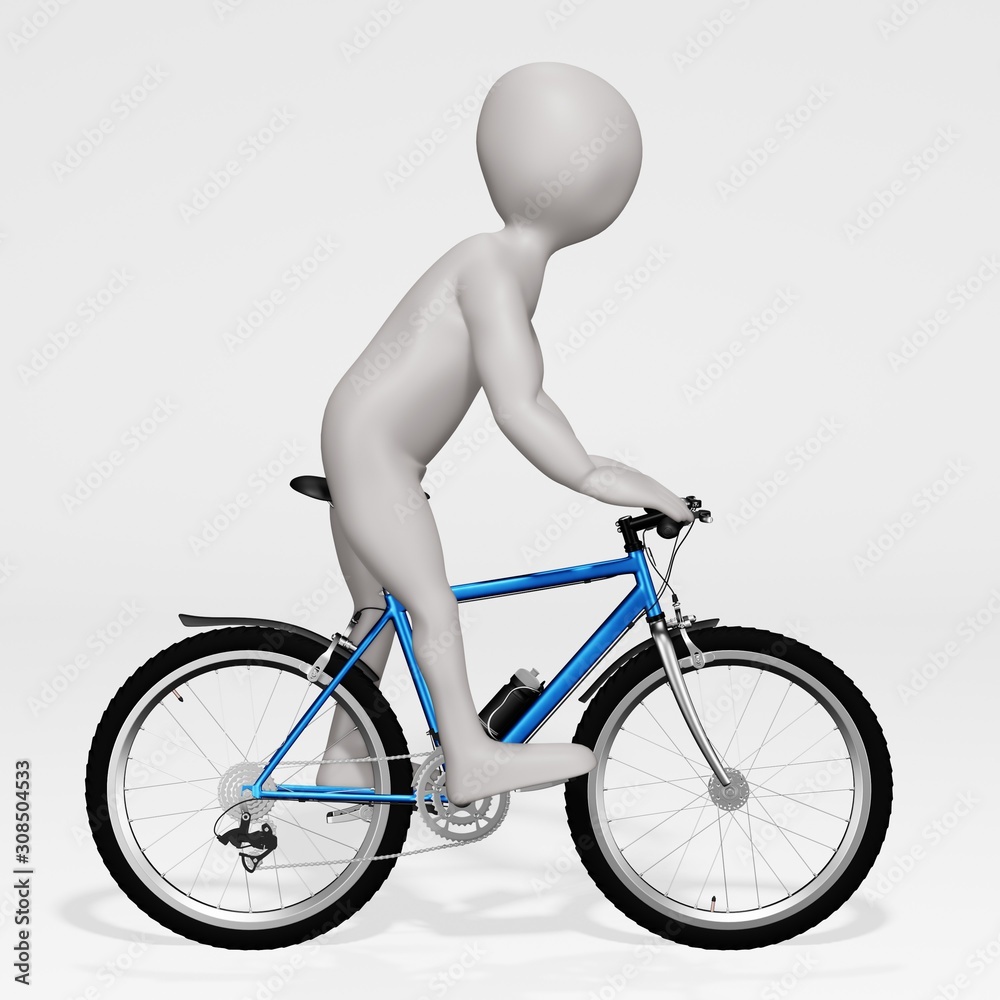 Fototapeta premium 3D Render of Cartoon Character on Bicycle