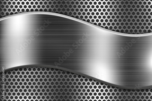 Metal perforated background with steel wavy plate