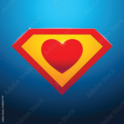 Super heart on blue background