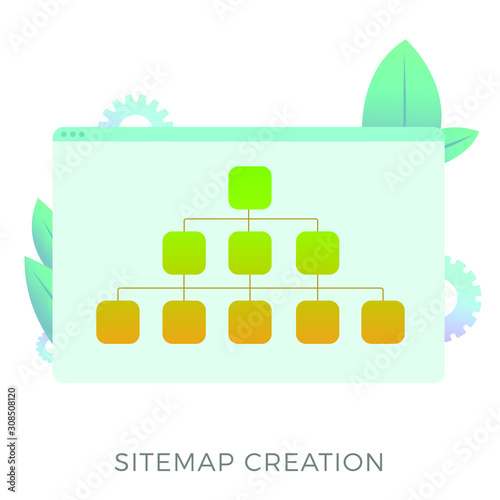 Sitemap creation vector icon. The branched map allows informing search engines about the current website structure or more convenient navigation for the user. Search engine optimization business